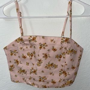 Pink floral print crop top